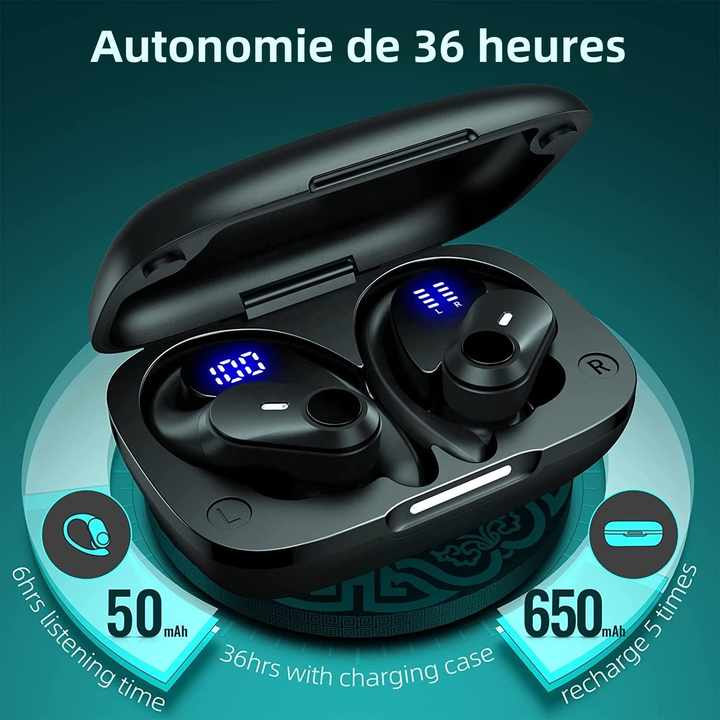 écouteur Bluetooth V5.3  avec crochet d'oreille